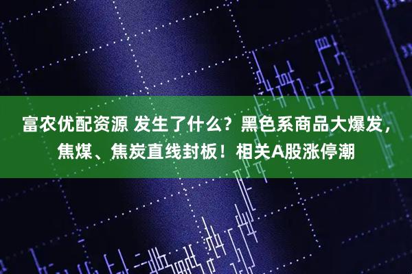 富农优配资源 发生了什么？黑色系商品大爆发，焦煤、焦炭直线封板！相关A股涨停潮