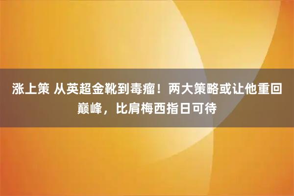 涨上策 从英超金靴到毒瘤！两大策略或让他重回巅峰，比肩梅西指日可待