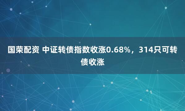 国荣配资 中证转债指数收涨0.68%，314只可转债收涨